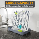 SpaceAid Baby Bottle Drying Rack with 20 Hooks, Space Saving Kitchen Bottles Rack Dryer, Vertical Baby Bottle Holder Organizer for Countertop Storage Accessories (White and Gray) by TinyTreasures Baby Boutique
