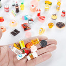 50 Pcs Miniature Food Drink Bottles Soda Pop Cans Pretend Play Kitchen Game Party Accessories Toys Hamburg Cake Ice Cream for 1/12 Doll House (25Food+25Drink) by TinyTreasures Baby Boutique