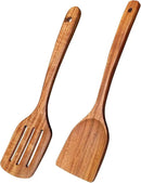 Wooden Spatulas for Cooking Non-Stick Kitchen Pan Toolset 2 PCS Set, Natural Teak Kitchen Utensils,Smooth Finish Utensils Fried Spatula,Turner Non-Stick Wooden Cooking Utensils by CozyNest Decor