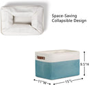 DULLEMELO Storage Baskets for Shelves, Fabric Collapsible Rectangular Storage Bins for Shelves, Closets, Nursery, Home, Empty Gift Baskets (3-Pack Medium-15 inch X 11 inch X 9.5 inch , White&Teal) by TinyTreasures Baby Boutique
