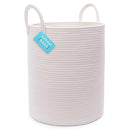 OrganiHaus White Laundry Basket 15x18, Cotton Rope Basket for Blankets, Tall Woven Baskets for Storage, Large Basket for Toys, Soft Blanket Holder Bin, Boho Blanket Basket for Living Room by TinyTreasures Baby Boutique