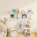Fun Memories Nursery Book Shelves - Rustic Natural Solid Wood Floating Bookshelf for Kids - Wall Book Shelves for Kids Room (White, 48inch - 2P) by TinyTreasures Baby Boutique