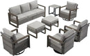Outdoor Wicker Patio Furniture Set - 8 Piece Patio Conversation Set with 4 Wicker Swivel Rocker Chairs,2 Rattan Ottoman 1 Side Table and 1 Couch,Thick Cushions,Deep Seating(Mixed Grey/Grey) by CozyNest Decor