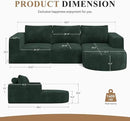 Modular Sectional Sofa with L-Shape Chaise,Cloud Sectional Modern Sleeper Couch with Deep Seat,Sponge Compression Sofas No Assembly Required(Green-Corduroy Fabric) 1PCS by CozyNest Decor
