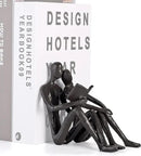 Ambipolar Romantic Reading Couple Bookshelf Decor, Cast Iron Bookend, Aesthetic Room Decor, Office Desk Decor, Home Decorative Bookend for Heavy Books, Satin Black by CozyNest Decor