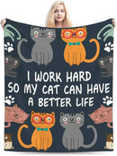 HGOD DESIGNS Cats Throw Blanket Funny Cat Blanket Animals Pet Pattern s Flannel Soft Warm Cozy Fuzzy 40"x50" Throw Blanket for for Women and Men by CozyNest Decor