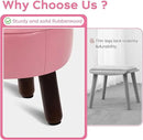 Small Foot Stool Round Pouf Ottoman, 13'' Leather Foot Rest with Non-Skid Rubber Legs, Foolstool Ottomans for Couch, Sofa Footrest Step Stool for Living Room Bedroom Entryway Office, Pink by CozyNest Decor