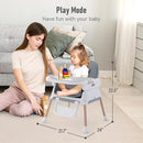 3 in 1 Baby High Chair,Adjustable Convertible Chairs Baby High Chairs for Babies and Toddlers,Portable and Easy to Clean,Gray by TinyTreasures Baby Boutique