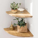 Corner Shelves, Floating Corner Shelf, Set of 2 10inch Solid Oak Wood Corner Wall Shelves, Round End Wall Mount Display Shelf with Wire Hole for Bedroom Kitchen, Living Room by CozyNest Decor