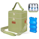 PIIOSER Breastmilk Cooler Bag with Ice Pack Fits 6 Baby Bottles Up to 9 Ounce, Insulated Baby Bottle Tote Bags, Double Layer Waterproof Leak-Proof with Shoulder Strap for Nursing & Working Mom (Green) by TinyTreasures Baby Boutique