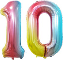 GOER Number 10 Balloons for 10th Birthday Party Decorations,42 Inch Jumbo Foil Helium Balloons for 10th Anniversary (Rainbow) by TinyTreasures Baby Boutique