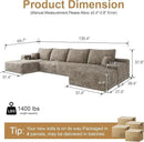 136" Sectional Couches for Living Room Modern Modular Sofa with L-Shape Couchs Upholstered Boneless Couch Deep Seat Sectional Couch with Chaise (Camel, Left Facing Chaise+3Seaters+Ottoman) by CozyNest Decor