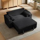 68.11" Corduroy Convertible Sofa Bed with USB Charging Port, Foldable Sleeper Chair with Pillows & Armrests, 3-in-1 Floor Couch for Living Room, Bedroom, Guest Room – Black by CozyNest Decor