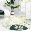 Lahome Green Washable Round Rug - 7Ft Round Area Rug for Living Room Throw Soft Boho Round Rug Large Non-Slip Round Dining Room Rug, Botanical Print Floor Round Carpet for Bedroom Office (Pink,7'x7') by TinyTreasures Baby Boutique