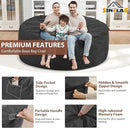 6FT Bean Bag Chair, Large Bean Bag Chairs with Memory Foam Filled, Fluffy Beanbag Sofa with Dutch Velvet Cover, Round BeanBag Chairs for Living Room, Playroom - Grey by TinyTreasures Baby Boutique