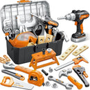 Kids Tool Set with Portable Tool Box & Electronic Toy Drill, Toddler Tool Set,Tool Play Toys Construction Tools for Kids Ages 3 4 5 6, Christmas & Birthday Gifts for Boys by TinyTreasures Baby Boutique