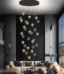 Farmhouse Crystal Chandelier, Luxury Hanging Lights High Ceiling Pendant Lighting for Foyer Staircase 32 Lights Black and Gold Dimmable 2700k-6000k by CozyNest Decor