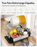 BOOSINY Dish Drying Rack with Drainboard, Stainless Steel Dish Rack, 2 Tier Extra Large Dish Drainer with Cup Holder and Utensil Holder for Kitchen Counter by CozyNest Decor