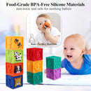 Kingtree Baby Blocks, 9PCS Soft Squeeze Building Blocks Stacking Toys for 6+ Months Babies, Baby Teething Chewing Educational Blocks Set with Numbers Animals Shapes Textures by TinyTreasures Baby Boutique