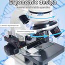 Binocular Microscope Magnification 40X-2500X, WF10x and WF25x Eyepieces, Dual LED Illumination, Suitable for Schools Home Labs Educational Adult Microscope by TinyTreasures Baby Boutique