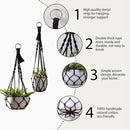 Artilady Black Plant Hanger Macrame Hanging Planter for Indoor Boho Plants Holder with Hooks Hanging Plant Basket Outdoor Window Wall Plants Home Decor by GreenHaven Gardens