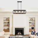 XINGQI Rectangular Linear Kitchen Island Chandeliers Over Table 32.7" Black Pendant Lighting Fixtures Farmhouse 4-Light for Dining Room Bar Office Coffee Shop, Black Wood Grain by CozyNest Decor