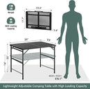 VILLEY Grill Table, 3ft Folding Camping Table with Aluminum Adjustable Legs, Portable Lightweight Camp Table for Beach Picnics and Outdoor Cooking by GreenHaven Gardens