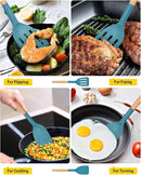 Pack of 2 Silicone Cooking Spatula, Heat Resistant Solid Turner, Non Stick Slotted Spatulas with Wooden Short Handle,Ideal Wood Kitchen Utensils Set for Frying, Baking, Flipping, Turning by CozyNest Decor