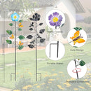 Set of 3 Solar Garden Lights,23'' H Flowers＆Insect Decorative Garden Stakes,Waterproof Metal Spring Yard Art Decor,Solar Stake Lights for Outside,Lawn,Yard,Patio by GreenHaven Gardens