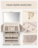 Vlando Jewelry Box for Mothers Day Teacher Appreciation Gifts, 4-Tier Jewelry Organizer with Lock, Mirror Jewelry Box for Earring, Ring, Necklace and Bracelets, Jewelry Storage for Women Girls - Beige by TinyTreasures Baby Boutique