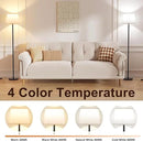 Modern Floor Lamp with Adjustable Brightness, Remote Control, Black, LED Bulbs, White Shade, Foot Switch, Easy Assembly by CozyNest Decor
