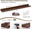 Floating Picture Ledge Shelves 36 Inch Solid Oak Wood Set of 2, Rustic Wall Storage Shelves with Lip, Kids Bookshelf, Photo & Picture Ledge Shelves for Bedroom, Living Room, Kitchen by CozyNest Decor