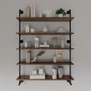Industrial Pipe Wall Shelves Pipe Shelving with Real Wood Plank ,48 Inches Floating Shelves for Wall Farmhouse Pipe Book Shelves Dark Brown 5 Tier for Kitchen,Living Room Decor and Bar Shelving by CozyNest Decor