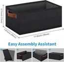 GhvyenntteS Small Fabric Storage Bins 6 Pack, 11.8" x 7.87" x 5.11" Storage Basket with Leather Handles, Closet Storage Bins for Shelves, Storage Baskets for Shelves, DVD Storage (Black) by CozyNest Decor