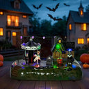 Animated Halloween Carousel Village House, LED Spooky Festival Display Collection Battery Operate, Indoor Use only by CozyNest Decor