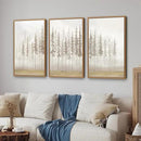 SIGNINART Large Pine Tree Framed Canvas Wall Art Set, Foggy Forest Landscape Wall Decor, Modern Beige Nature Artwork, Misty Forest Wall Painting for Living Room, Bedroom,Office 16 x24 x3 by CozyNest Decor