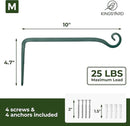 Kingsyard 2-Pack Wall Plant Hanger Outdoor - Heavy Duty Metal Hanging Bracket Hooks for Hanging Plant Bird Feeders Lanterns Wind Chimes Outdoor & Indoor, 10-Inch/Green by GreenHaven Gardens