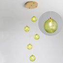 5-Light Chandelier, Globe Green Glass Flush Mount Pendant Light,15W Ceiling Hanging Light for Staircase Foyer Entryway Living Room Hotel Kitchen Island（3000K,G9 Bulbs Include） by CozyNest Decor