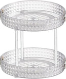 Wesoke 2 Tier Lazy Susan Turntable Cupboard Organiser, Large Rotating Kitchen Spice Rack Spinning Condiment Seasoning Organizer, Detachable Revolving Bathroom Makeup Tray Holder for Cabinet Fridge by CozyNest Decor