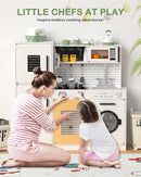 Babytronic Wooden Kitchen Playset for Kids, Interactive Play Kitchen with Lights & Sounds, Children Pretend Toy Kitchen Set with Faucet, Oven, Microwave, Kitchenware for Toddlers Ages 3+ (White) by TinyTreasures Baby Boutique
