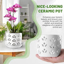 REMIAWY Orchid Pot, 2 Pack Orchid Pots with Drainage Holes and Saucer, 6 Inch and 5 Inch Large Ceramic Planter for Repotting Indoor Plants, Succulent, Decorative, Good Air Circulation, White by GreenHaven Gardens
