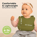 KeaBabies 2-Pack Silicone Baby Bibs for Eating - Sturdy Food-Grade Silicone Bibs for Babies Girl, Boy, Large Food Catcher, Clean & Put On Easily, Waterproof Toddler Feeding Essentials (Olives) by TinyTreasures Baby Boutique