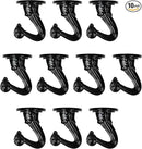 Ceiling Swag Hook Sets - Heavy Duty Hooks with Mounting Hardware for Hanging Plant, Ceiling or Extender Chains - Easy Install with Screws/Brackets (10 pcs - Black) by GreenHaven Gardens