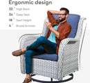 Outdoor Swivel Rcoker Patio Chairs - Outdoor Swivel Patio Chairs Set of 2 Wicker Chair Patio Furniture Sets with Covered Cushion for Porch Deck Balcony Garden, Blue Cushion by GreenHaven Gardens