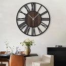LEIKE 30" Oversized Large Wall Clocks,Silent,Non Ticking,Battery Operated Modern Round Big Wood Decorative Metal Wall Clock for Living Room, Bedroom,Kitchen,Farmhouse,Office Decor - Black,30 Inch by CozyNest Decor