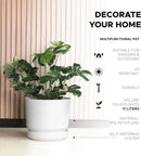 Elly Décor 12 inch Plastic Cylinder Planter Pot with Self-Watering Saucer and Drainage Hole,Lightweight & Extremely Durable, 12"x 12", White by GreenHaven Gardens