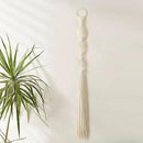 Macrame Wall Hanging Small Sphericity Cotton Textile Tassel Wall Hanging Fiber Yarn Art for Living Room Bedroom 27'' L x 2.3'' W by CozyNest Decor