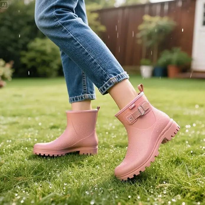 HISEA Women's Ankle Rain Boots Waterproof, Fashion Short Garden Shoes Anti-slip for Women with Comfortable Insole, photo 5 of 9