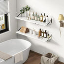 12 Inch Deep Floating Shelves, White Floating Shelves 48W x 12D, Deep Wall Shelves Bracket Set of 2, Large Display Hanging Floating Shelf for Bathroom, Living Room, Wide Storage Wooden Wall Shelf by CozyNest Decor