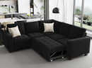 Belffin Modular Sectional Sleeper Sofa with Pull Out Couch Bed Velvet Convertible L Shaped Sectional Couch for Living Room Apartment Black